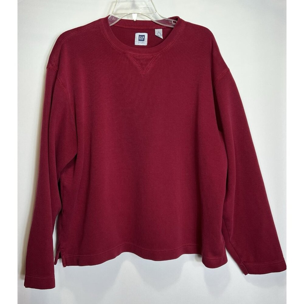 Gap Vintage Y2K Long‎ Sleeve Ribbed Shirt Red Size Large